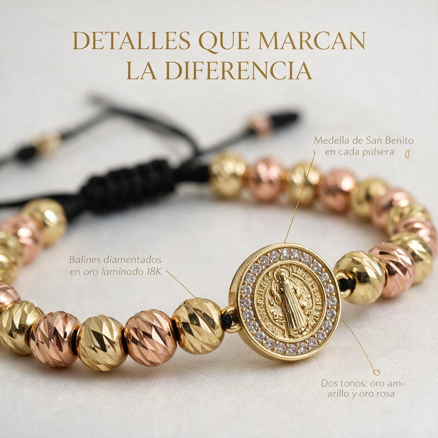 Pulseras San Benito Balin Rosa + Amaril