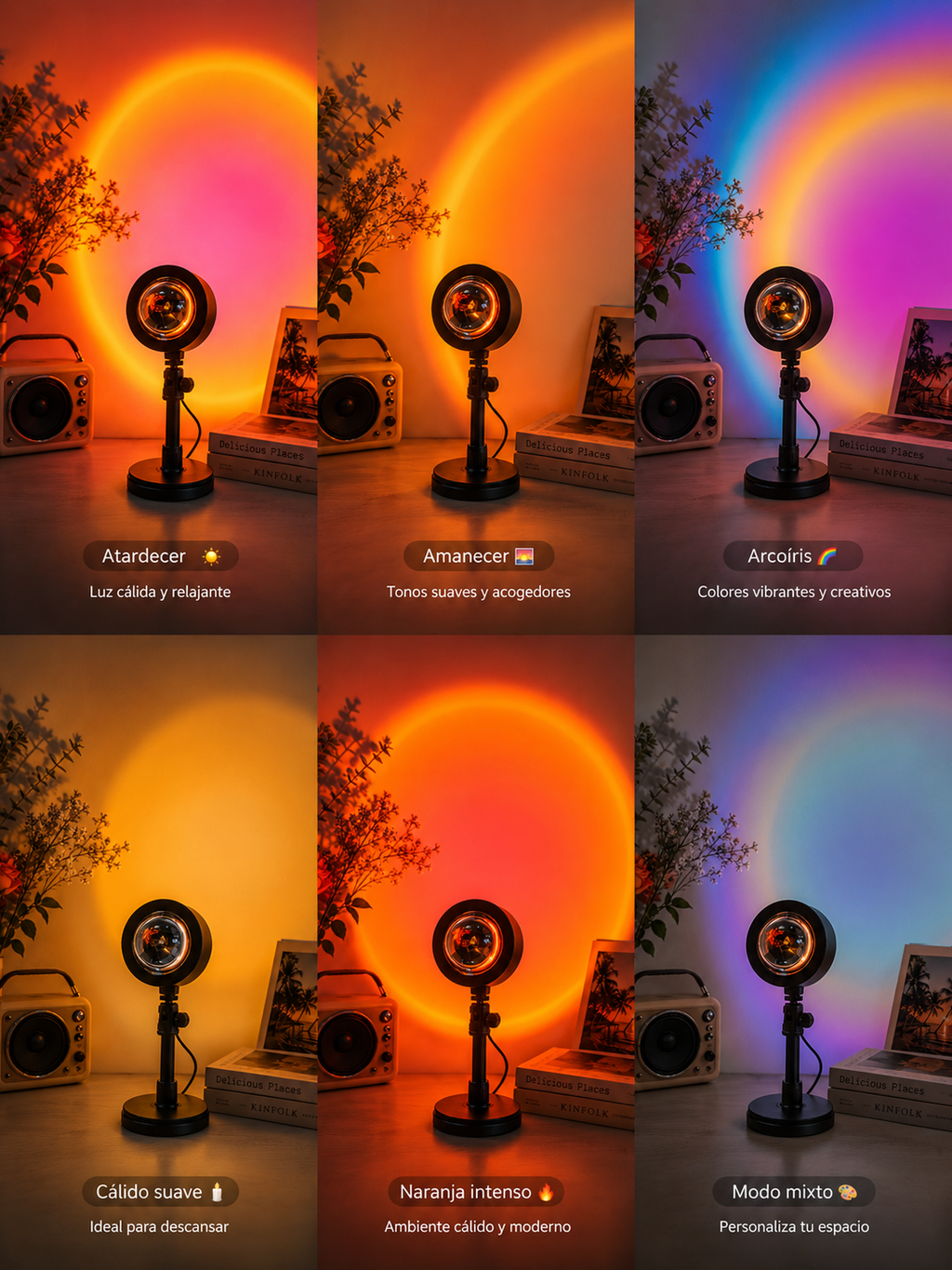 SUNSET LAMP — La Lámpara que Convierte tu Cuarto en un Atardecer