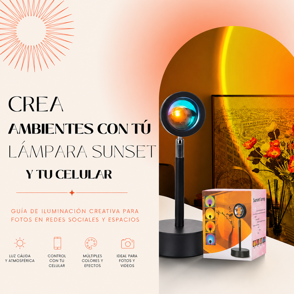SUNSET LAMP — La Lámpara que Convierte tu Cuarto en un Atardecer