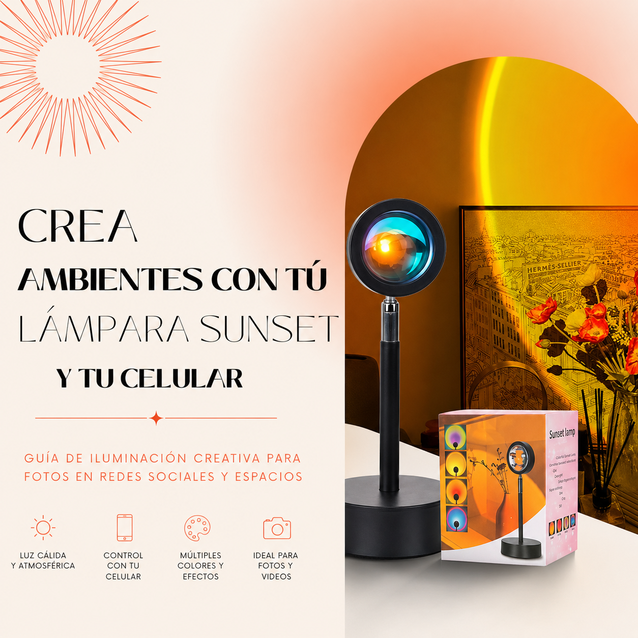 SUNSET LAMP — La Lámpara que Convierte tu Cuarto en un Atardecer